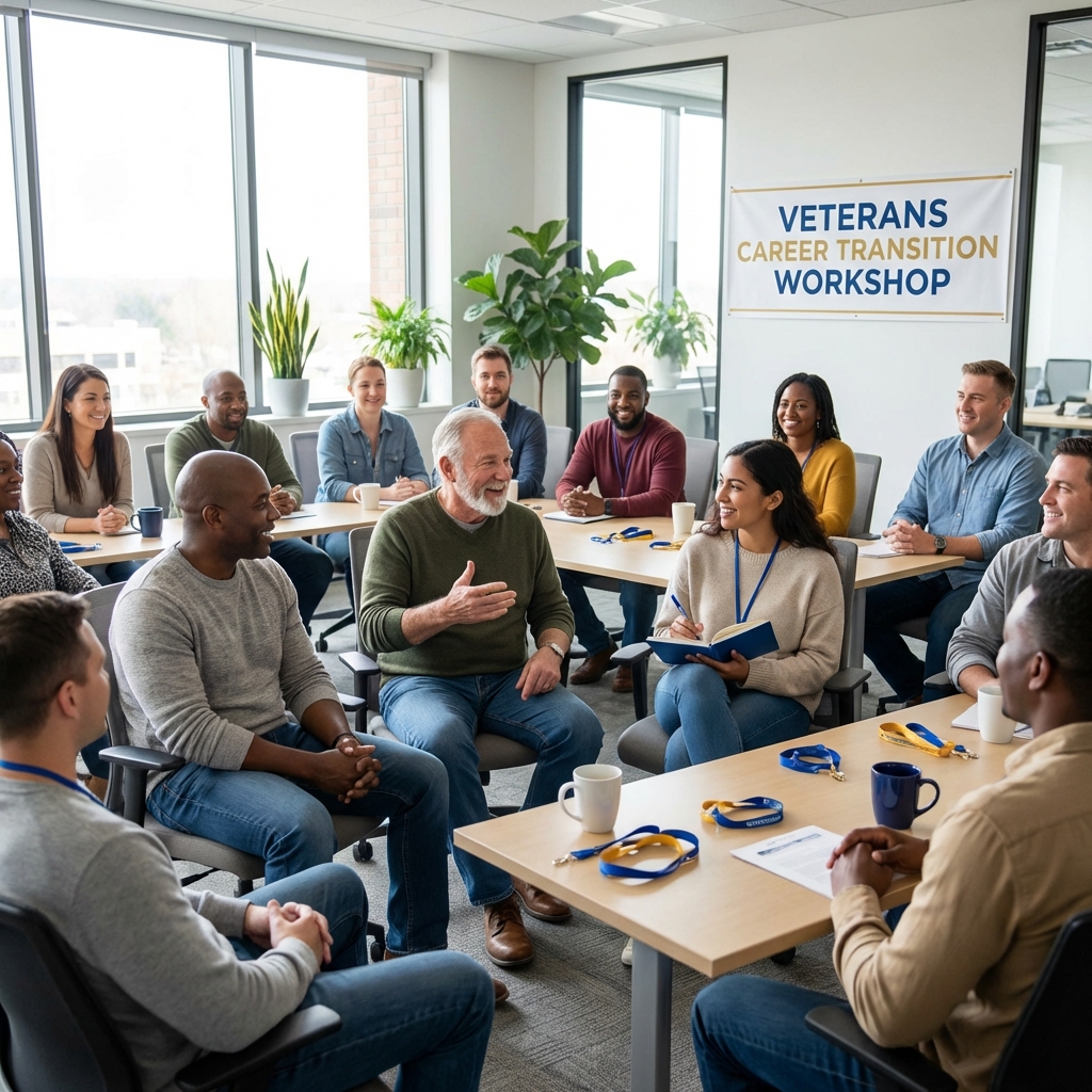 Veterans participating in career counseling workshop